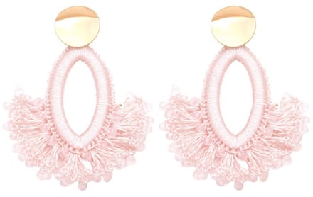 Oorbellen met Glaskralen - Oorhangers - 7 cm - Roze