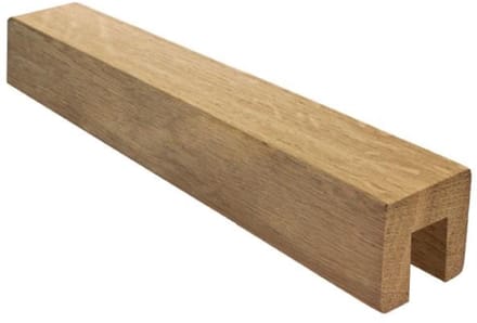 Houten groefbuis - Eiken leuning - Glazen balustrade - Massief hout - 2500mm lengte - Naturel