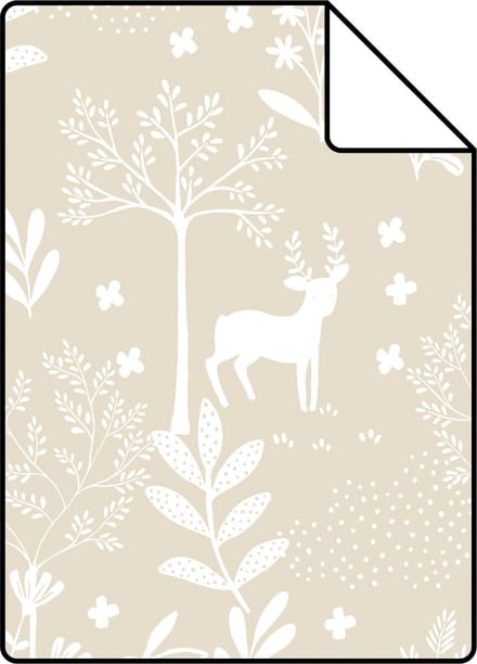 Proefstaal ESTAhome behang bos met bosdieren beige - 26.5 x 21 cm - 139522-S