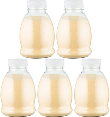 Scrubzout Vanille - 375 gram - Fles met transparante dop - Set van 5 stuks - Hydraterende Lichaamsscrub