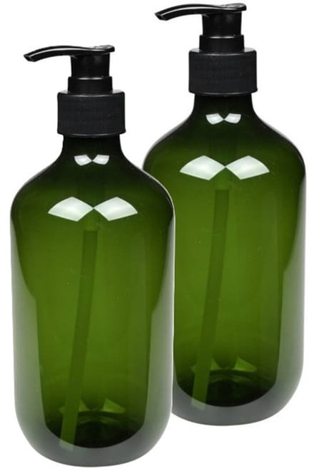 Benson Zeepdispenser - 2x - groen - 500 ml - zeeppompje - D7 x H19 cm
