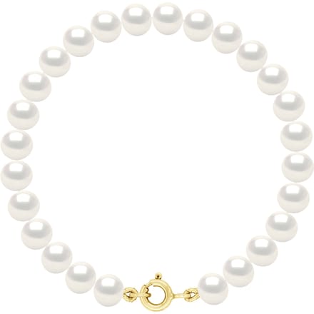 Gouden Armband - Rij van Echte Zoetwaterparels Semi Rond 6-7 mm