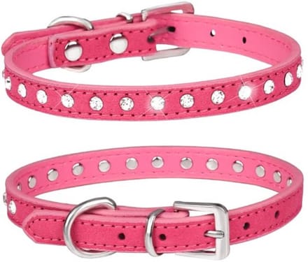 Dailygoody - Fancy hondenhalsband - Strass kristallen - Elegant suède