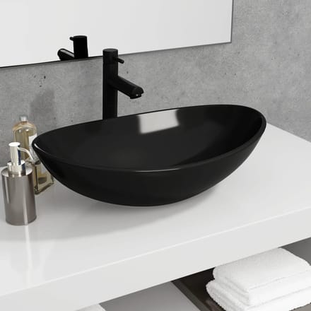 vidaXL - Wasbak - 54,5x35x15,5 - cm - gehard - glas - zwart