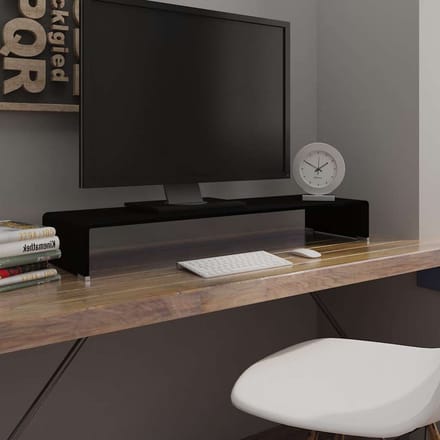 vidaXL - TV-meubel/monitorverhoger - zwart - 100x30x13 - cm - glas