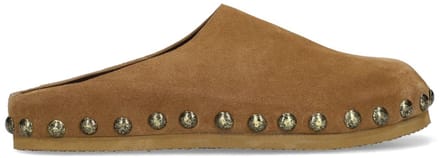 Sacha - Dames - Taupe suède clogs met studs - Maat 36