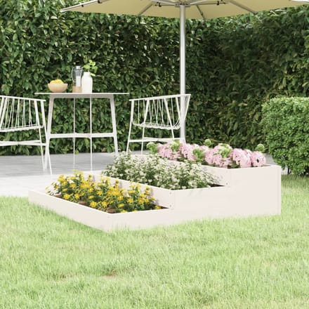 vidaXL - Plantenbak - 107x107x27 - cm - massief - grenenhout - wit