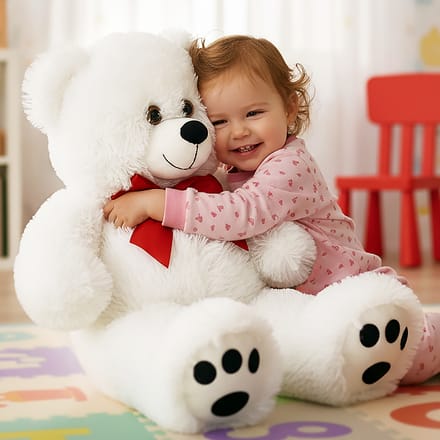Monzana Knuffelbeer L – 50cm Staand Pluch - Wit