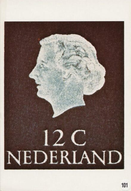 Briefkaart met afbeelding koningin Juliana postzegel
