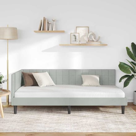vidaXL - Hoek - Bed - Frame - Lichtgrijs - 90 - x - 200 - cm - Fluweel