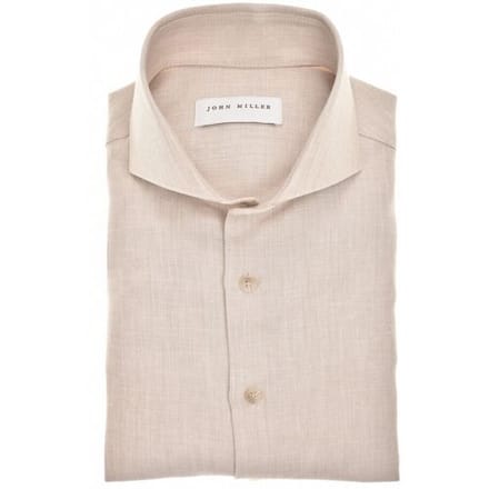 John Miller Overhemd Chambray Effect Subtle Mélange Look Airy Fabric Blend Sandy / male