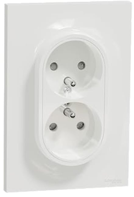 Dubbele 2P+T Stopcontact met Aarding 230V - Wit