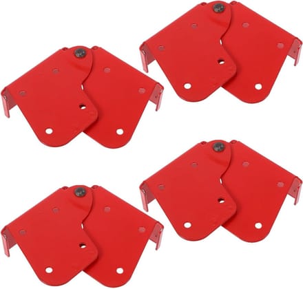 Ladderscharnieren 4 Stuks - Vouwscharnieren Zoldertrap - Stabiele Ondersteuning - Aluminiumlegering Constructie - 16.7x7.7x3.2cm - Rood