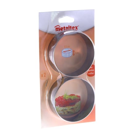 Metaltex - Set van 2 Ronde Kookringen - Bakringen - ø 8,5 cm - RVS