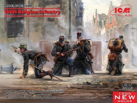 ICM Modelbouwpakket Militaire voertuigen - 35680 WWI Belgian Infantry Plastic - 1:35 - Modelbouw