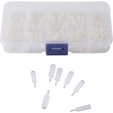 200 stuks M2.5 Nylon Mannelijk Vrouwelijk Zeskant Standoff Bouten Moeren Assortimentsset Met Plastic Doos