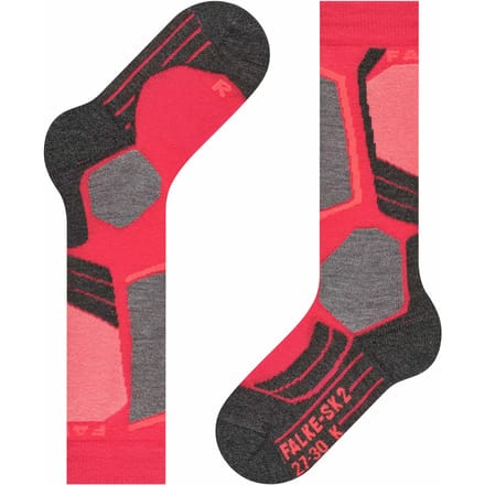 FALKE SK2 warm dik wol functioneel materiaal skisokken kinderen rood - maat 35-38