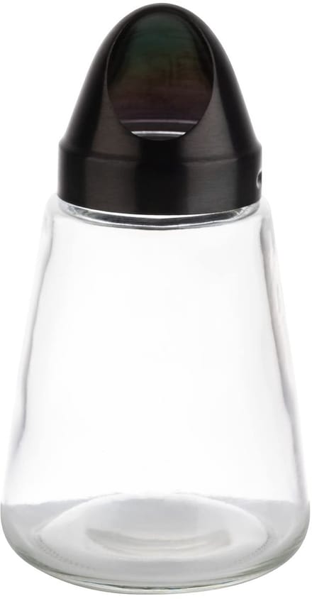 APS snack dispenser - glazen voorraadpot met RVS schroefdeksel - doseeropening - Ø 8,5 cm - hoogte 15,5 cm