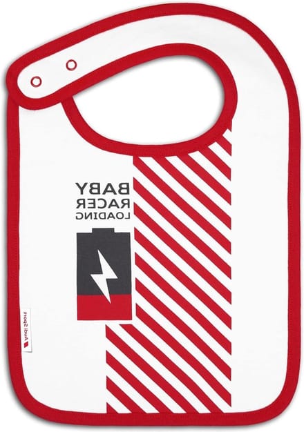 Slabbetje Baby Racer Loading racebestuurderspak wit/rood - 2 stuks