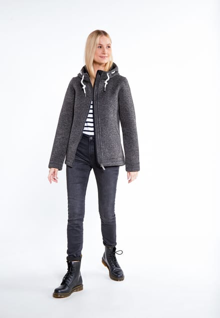 ICEBOUND Gebreide fleece jas Dames grijs melange