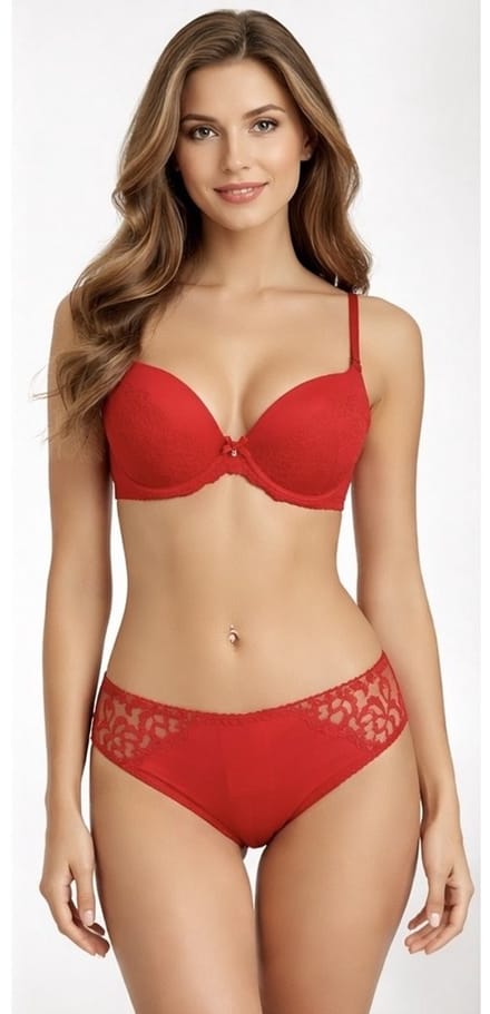 MILENKA - kanten push-up BH - rood - maat 85C