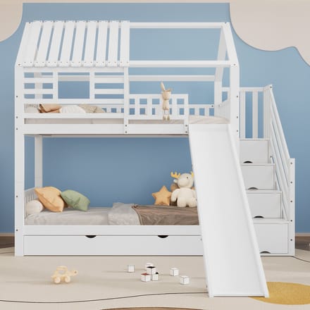 REDOM Opklapbed – Verticaal – 140x200 cm – Met lattenbodem – Hout – Wit