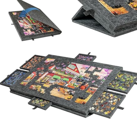Kantelbare Puzzelplaat - Legpuzzelbord - Puzzels Sorteren - Met 6 Lades - 90 x 63 cm - Donkergrijs