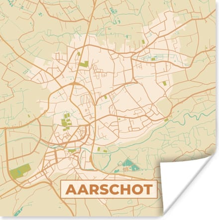 Poster Aarschot - Kaart - Plattegrond - Vintage - Stadskaart - 75x75 cm