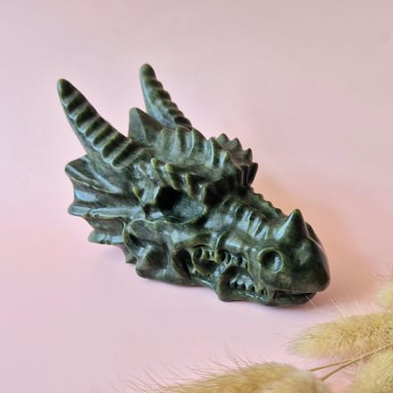 XL Edelsteen Groene Jade Draken Schedel – 700g (Dragon Skull)