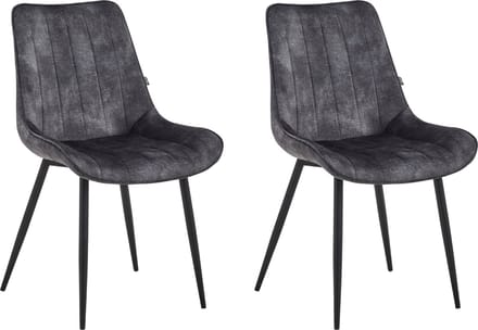 Colenis® - Verta Eetkamerstoel - Set Van 2 - Antraciet - Adoré Velvet - Industrieel