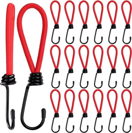 Allecto - Rood Elastieken Bungee Koord - Sterke Metalen Haken - 20