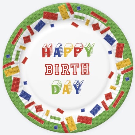 Daisy - Papieren bordjes 18 cm - Building Blocks Birthday