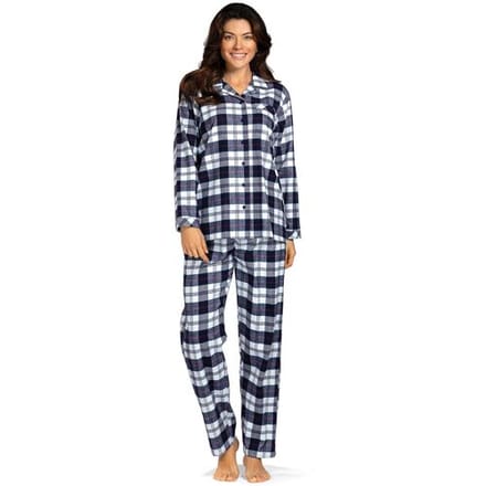 Flanellen doorknooppyjama Comtessa - Blauw - Maat - 46