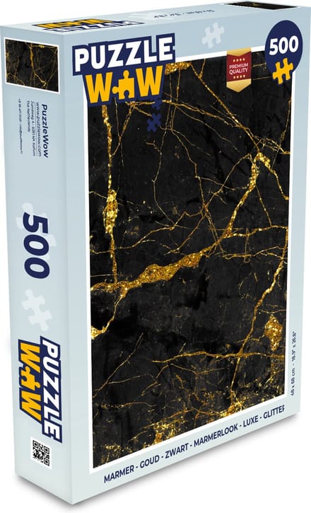 Puzzel Marmer - Goud - Zwart - Marmerlook - Luxe - Glitter - Legpuzzel - Puzzel 500 stukjes
