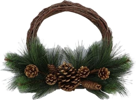 DBT Krans-Ring om op te hangen Groen-Bruin-Naturel D 36 cm