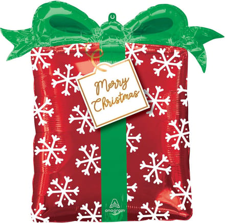 Amscan - Folieballon - Kerst Cadeau - 63x63 cm - Leeg - 1 Stuks.