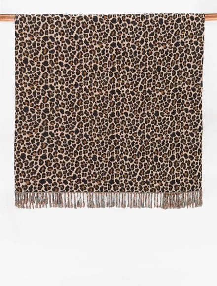 Sissy-Boy - Bruine jacquard geweven sprei met leopard print (200x250 CM)