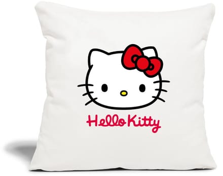 Hello Kitty Klassiek Portret Hello Kitty Tekst Sierkussenhoes, 45 x 45 cm