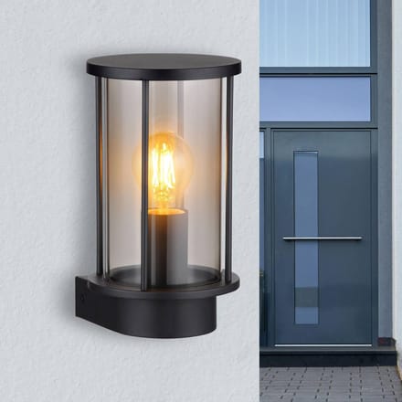 Globo Buitenwandlamp Gracey, zwart, roestvrij staal, IP54, E27