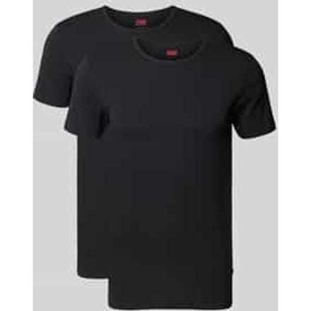 T-shirt met geribde ronde hals in een set van 2 stuks