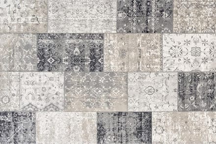 LIFA LIVING Vloerkleed - Patchwork - Geruit Design - Retro - Grijs - 133 x 200 cm