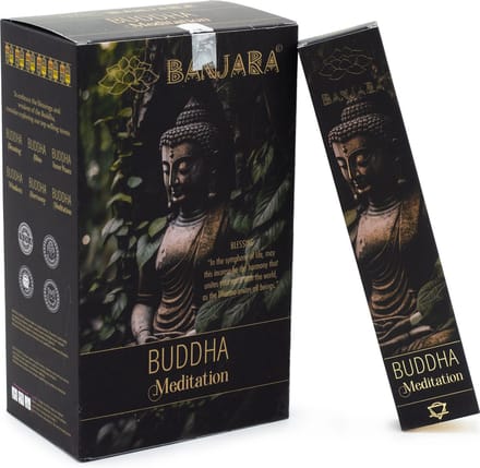Banjara - buddha - meditatie wierook - patchouli - eucalyptus - wierook - geurstokjes - doos 12 stuks
