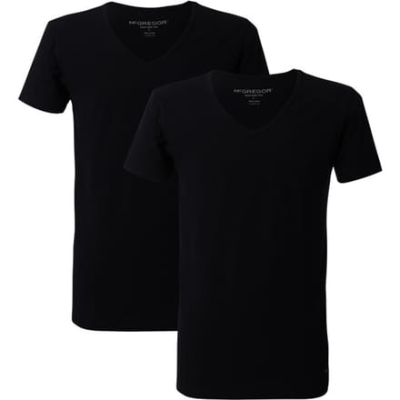 McGregor - Premium Stretch T-shirt - V-neck - 2-Pack - Zwart - S