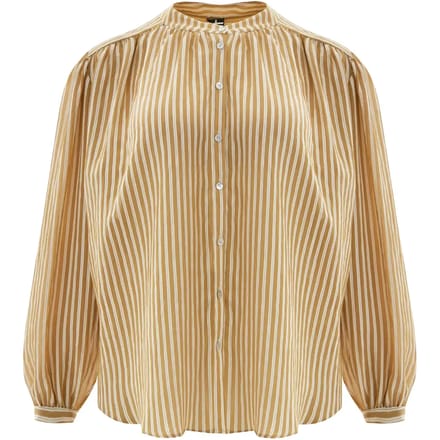 Gestreepte lange mouw mao kraag blouse dames Mat Fashion