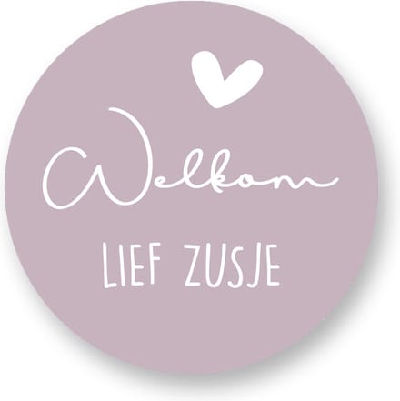 25x Sluitsticker -Sluitzegel Welkom lief zusje Mauve - Sluitstickers Pimp Studio