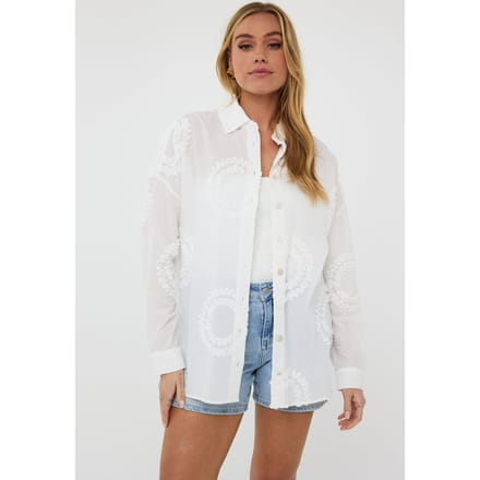 EsQualo Blouse 3d Circled Embroidery Off White Taglia: 36 | Maglie a manica lunga Outlet | Donna | Bianco