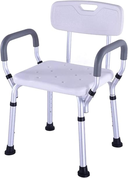 Douchestoel - Badkruk Armsteun - Veilig Douchen - Verstelbaar Antislip - 1 stuk - Wit