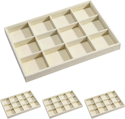 Sieradenlade Organizer - Opbergbak - Sieraden Sorteren - Stapelbaar Ontwerp - 4 stuks - Beige