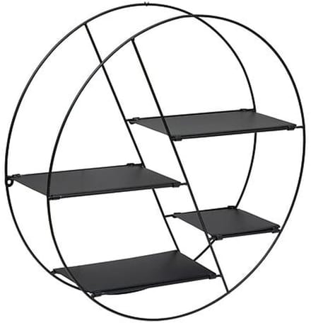 Atmosphera Wandplankjes - zwart - metaal - rond - 4 plankjes - D50 x 13 cm
