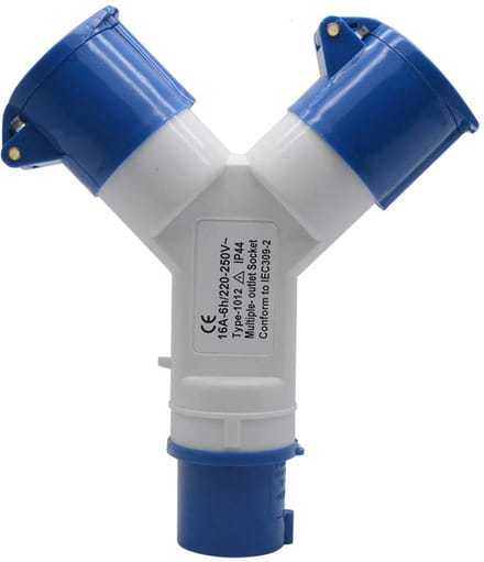 Industriële 2-Weg Splitter 32A 220V IP44 3-polig waterdicht